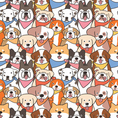 Fototapeta premium Seamless Pattern of Cute Cartoon Dog Illustration Design