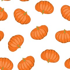 Seamless pattern of colorful pumpkins. Perfect for fall, Thanksgiving, holidays, fabric, textile. Seamless repeat swatch.