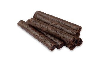 Chocolate wafer roll isolated on a white background
