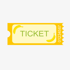 vector drawing of a ticket coupon with the image of a banana in yellow