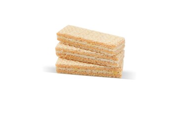 Wafers with milk cream isolated on a white background