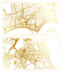 Joao Pessoa and Maceio Brazil City Map Set.
