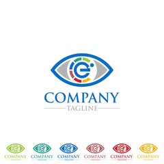 letter ec eye colorful logo design 