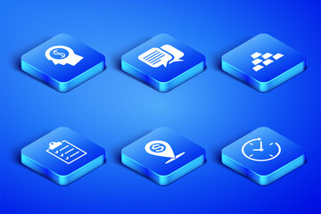 Set Clock with arrow, Business man planning mind, Cash location pin, Clipboard checklist, Chat and Gold bars icon. Vector