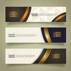 Set abstract banner template design with luxury and elegant lines shape ornate on modern pattern background
