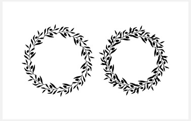 Wreath clipart. Branch with leaf isolated on white. Frame, border for design. Vector stock illustration. EPS 10