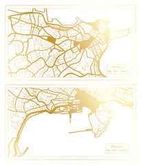 Kavala and Kerkyra Greece City Map Set.