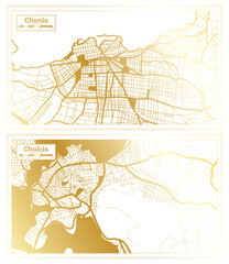 Chalcis and Chania Greece City Map Set.