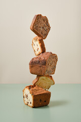Stacked pieces of biscuit cupcakes