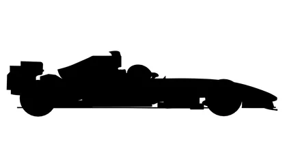 Foto op Canvas Silhouette of a racing car isolated on a white background. Side view. Vector illustration © German Ovchinnikov