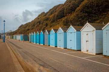 Closed Beach Huts, Bournemouth, Dorset, England