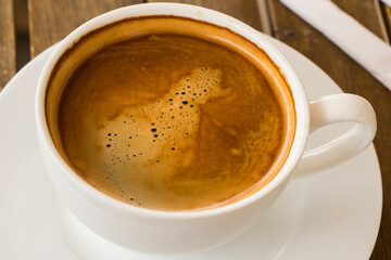 Coffee Americano in the white cup