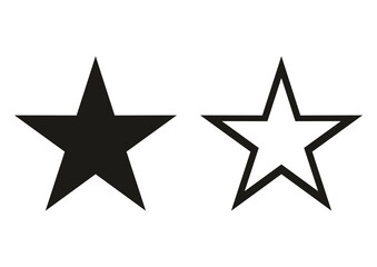 two stars, star black five-pointed and star contour five-pointed, star pattern, classic stars