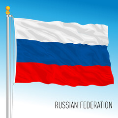 Russia Federation official national flag, asiatic and european country, vector illustration