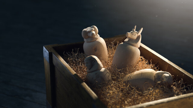 canopic jars from Egypt,. used for mummification and storing organs. 3D Rendering, illustration.