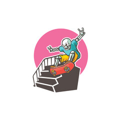 skull skate mascot cartoon logo template