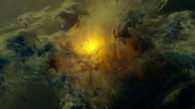 Cg animation of space nebula. Flight through to supernova.