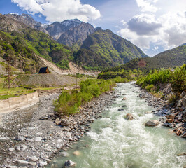 Fototapeta na wymiar The picturesque Ardon river near the village of Buron. North Ossetia. Russia