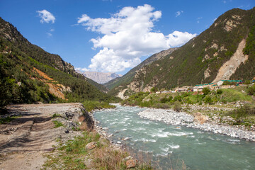 Fototapeta na wymiar The picturesque Ardon river near the village of Buron. North Ossetia. Russia