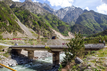Bridge over the Ardon River. Settlement Buron. North Ossetia