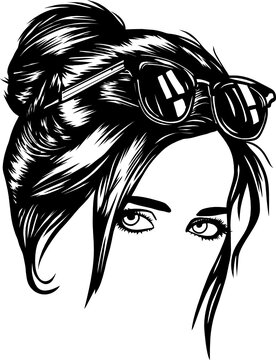 girl with messy bun and sunglasses