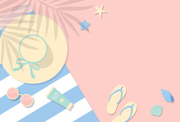 summer vector background with beach illustrations for banners, cards, flyers, social media wallpapers, etc. © mar_mite_