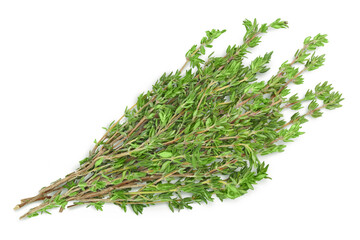 fresh thyme isolated on a white background with clipping path and full depth of field, Top view. Flat lay