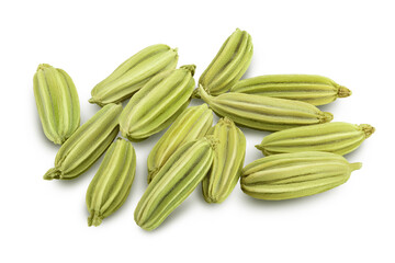 Dried fennel seeds isolated on white background with clipping path and full depth of field