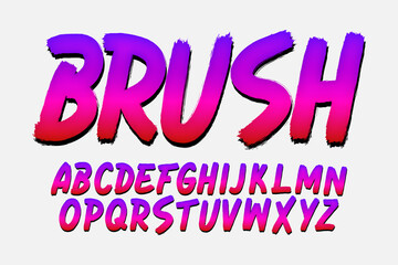 Set of brush paint font style