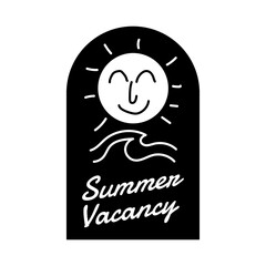 Summer Vacancy with sun and wave illustration logo design