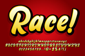 Brush script font design with gold gradient for banner, sticker and title