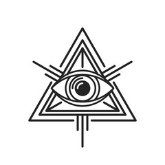 Eye of Providence Masonic Sign on White Background. Vector