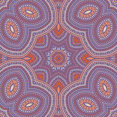 Turkish ethnic mosaic vector seamless pattern. Tile patchwork design. Modern mexican ornament. Pottery print design. Flower and leaves elements texture.