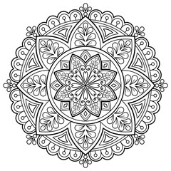 mandala Coloring book. design wallpaper. tile pattern. paint shirt, greeting card, sticker, lace pattern and tattoo. decoration interior design. hand drawn illustration. white background