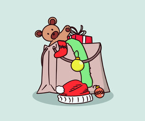 bag full of gift vector illustration