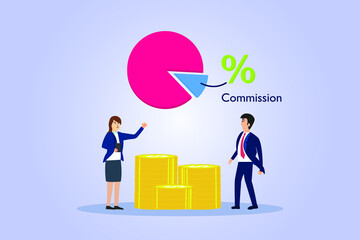 Commission vector concept. Business people discussing about the commission portion