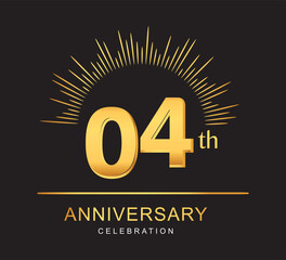 4th anniversary design with golden color and firework for anniversary celebration