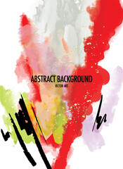Watercolor abstract shape red green vivid poster ink splash. Modern banner, invitation, website tempalte, wall art