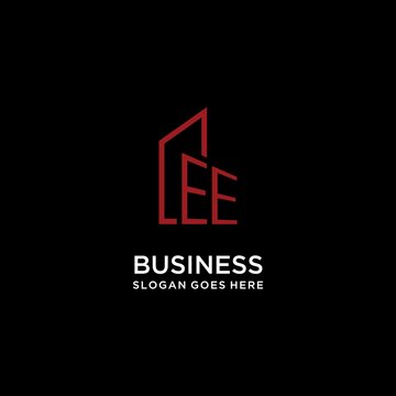 EE initial monogram with building logo design