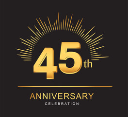 45th anniversary design with golden color and firework for anniversary celebration