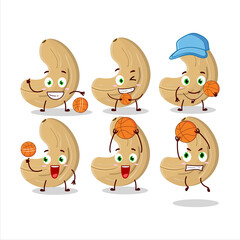 Talented cashew nuts cartoon character as a basketball athlete