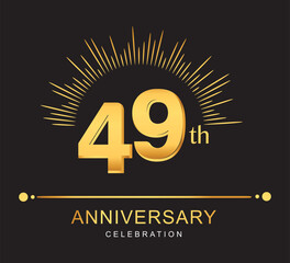 49th anniversary design with golden color and firework for anniversary celebration