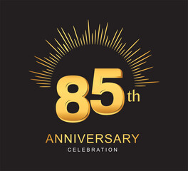 85th anniversary design with golden color and firework for anniversary celebration