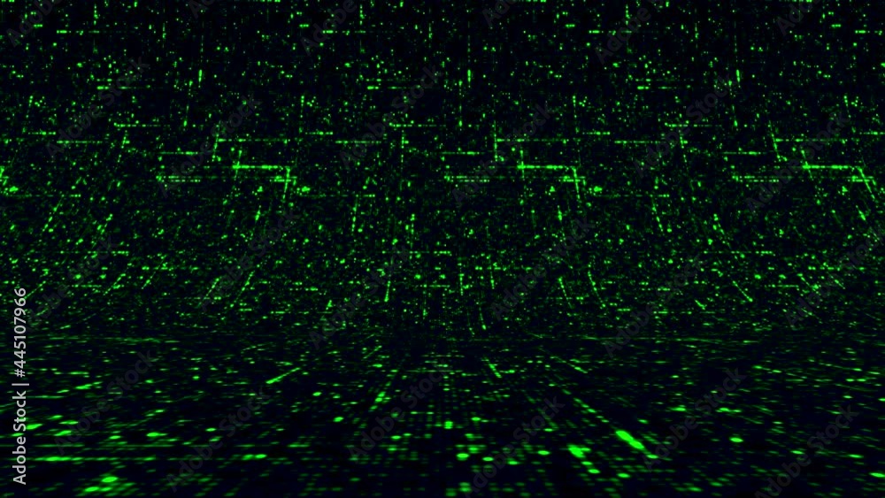 Poster abstract data moving in all directions creating a web of information bended screen. animation. high 