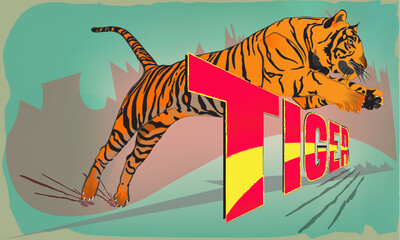 Tiger jump Colored