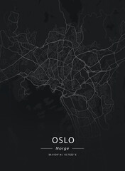 Map of Oslo, Norway - obrazy, fototapety, plakaty