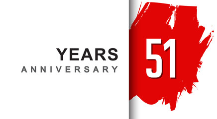 51st years anniversary design with red brush isolated on white background for company celebration event