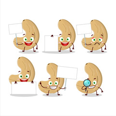 Cashew nuts cartoon character bring information board