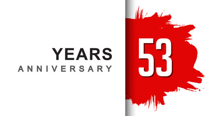 53rd years anniversary design with red brush isolated on white background for company celebration event