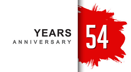 54th years anniversary design with red brush isolated on white background for company celebration event